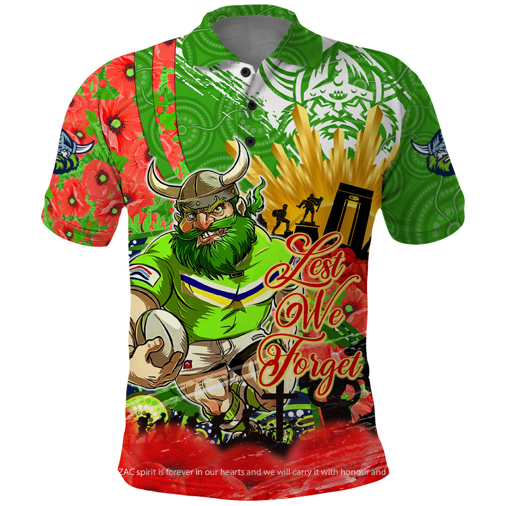 Personalised Mascot Raiders ANZAC Polo Shirt Lest We Forget