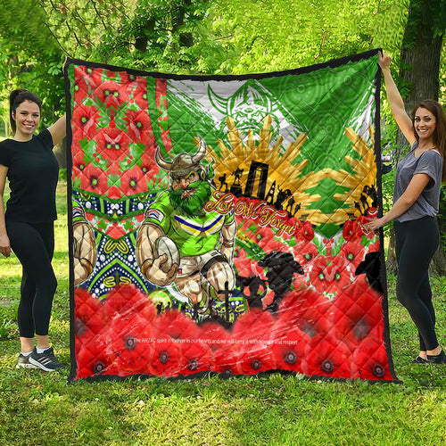 Personalised Mascot Raiders ANZAC Quilt Lest We Forget