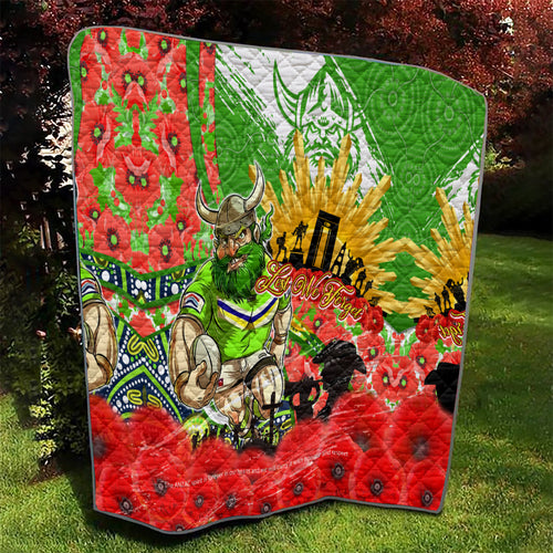 Personalised Mascot Raiders ANZAC Quilt Lest We Forget