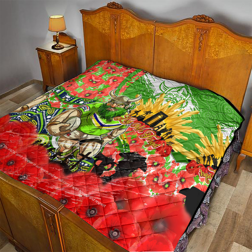 Personalised Mascot Raiders ANZAC Quilt Lest We Forget