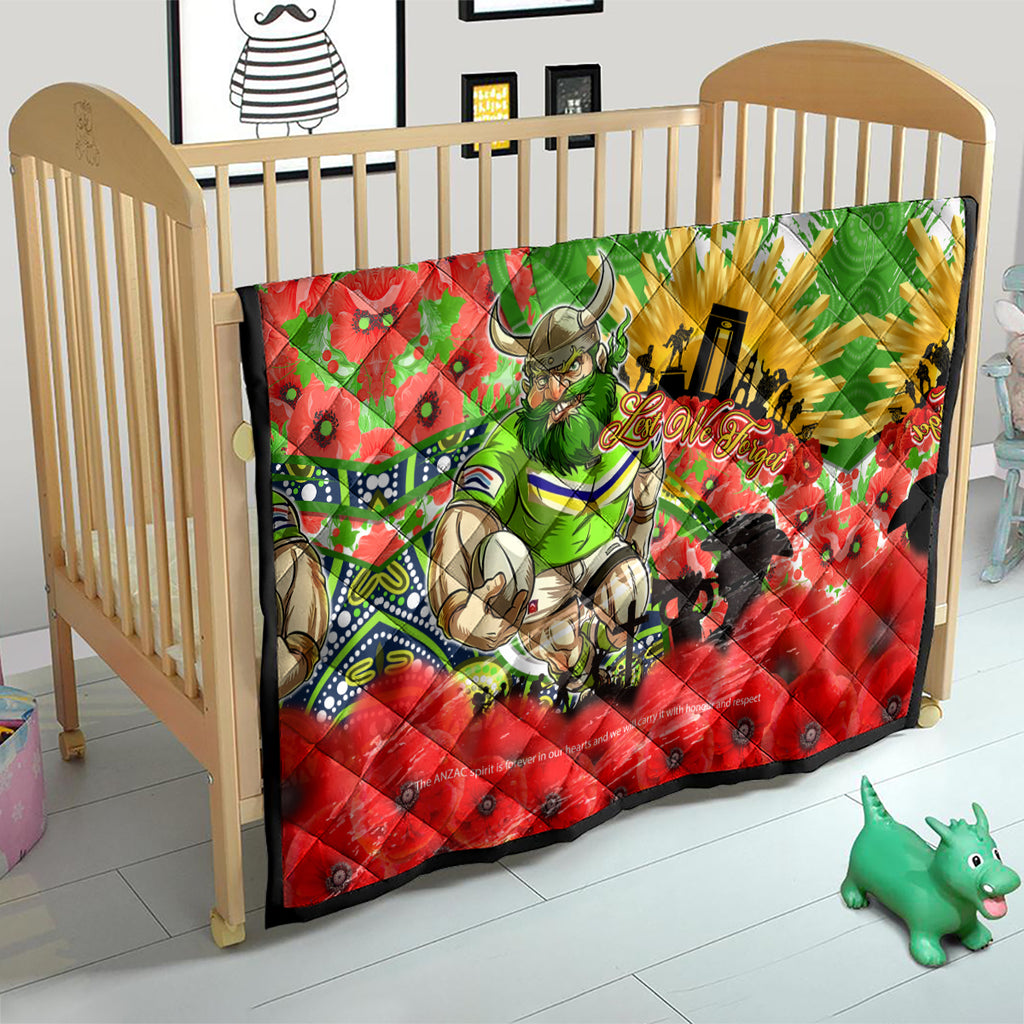 Personalised Mascot Raiders ANZAC Quilt Lest We Forget