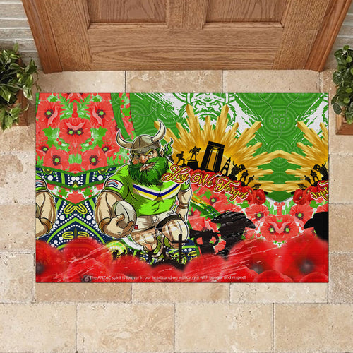 Personalised Mascot Raiders ANZAC Rubber Doormat Lest We Forget