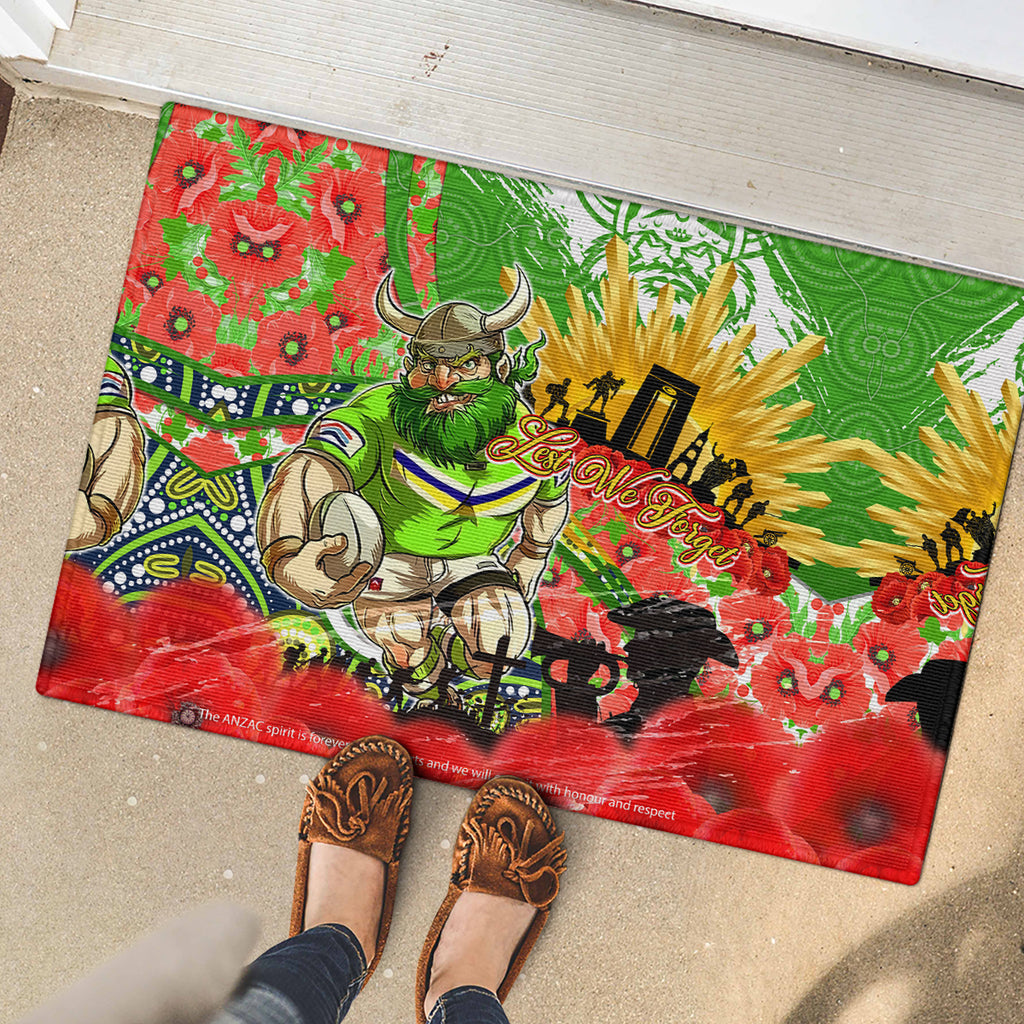 Personalised Mascot Raiders ANZAC Rubber Doormat Lest We Forget