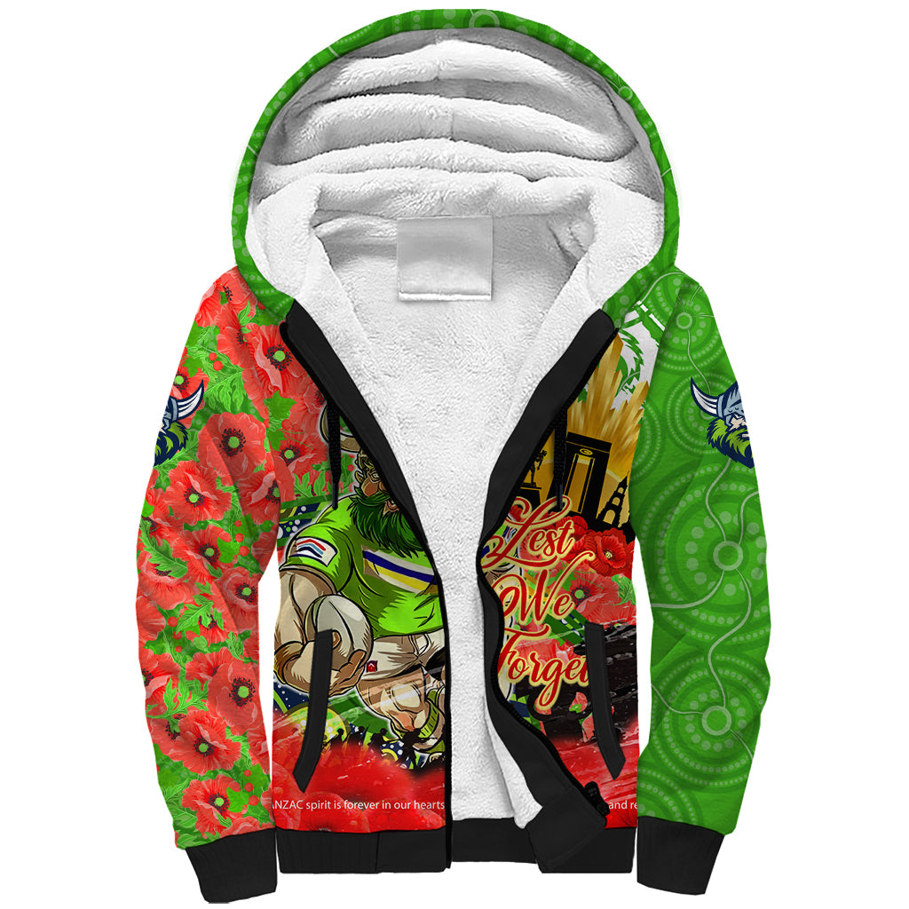 Personalised Mascot Raiders ANZAC Sherpa Hoodie Lest We Forget