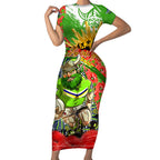 Personalised Mascot Raiders ANZAC Short Sleeve Bodycon Dress Lest We Forget