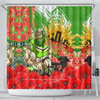 Personalised Mascot Raiders ANZAC Shower Curtain Lest We Forget