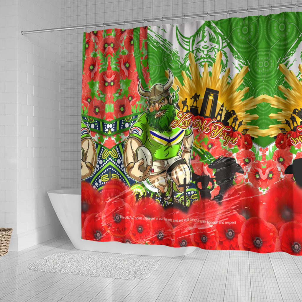 Personalised Mascot Raiders ANZAC Shower Curtain Lest We Forget