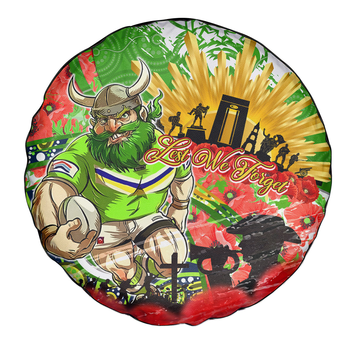 Personalised Mascot Raiders ANZAC Spare Tire Cover Lest We Forget
