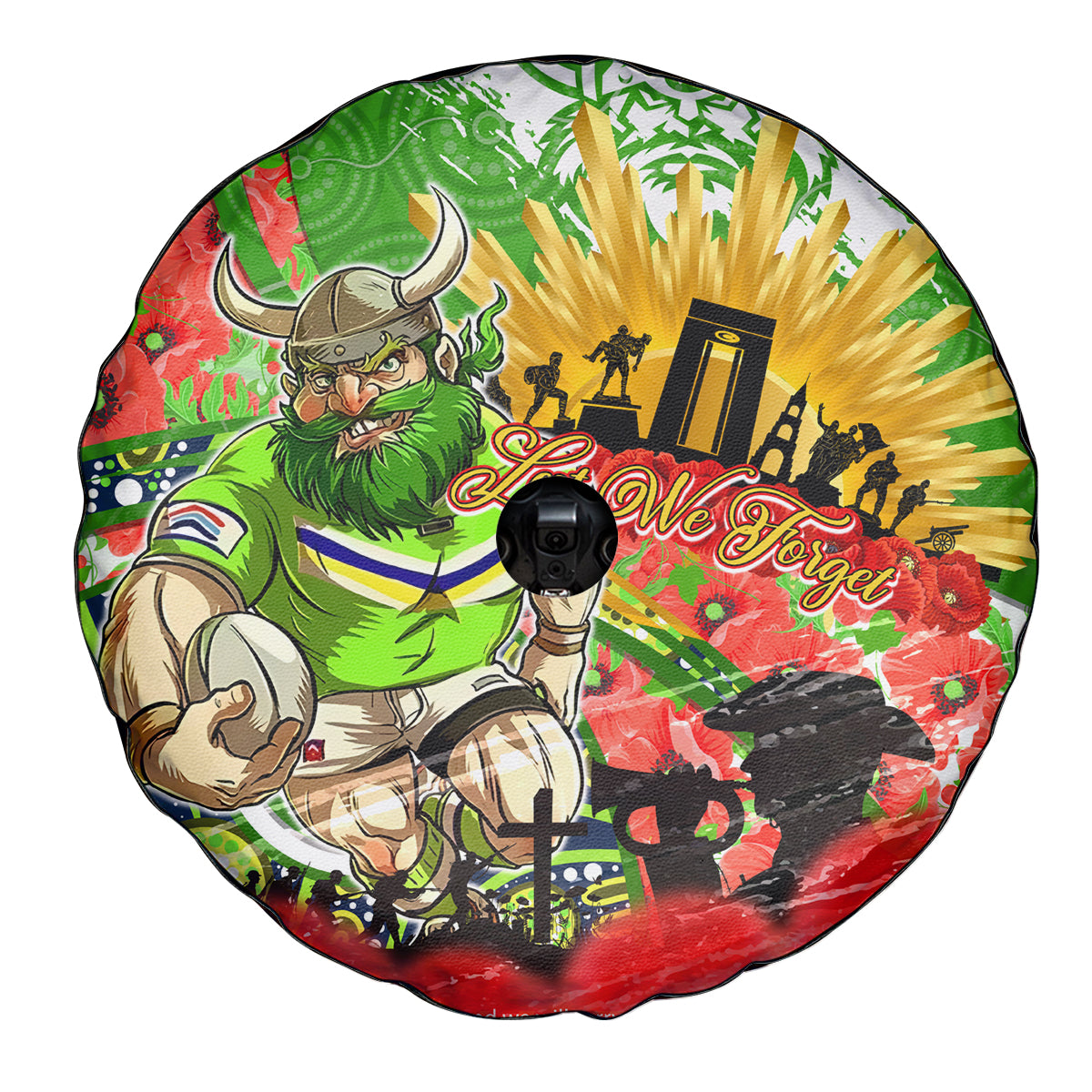 Personalised Mascot Raiders ANZAC Spare Tire Cover Lest We Forget