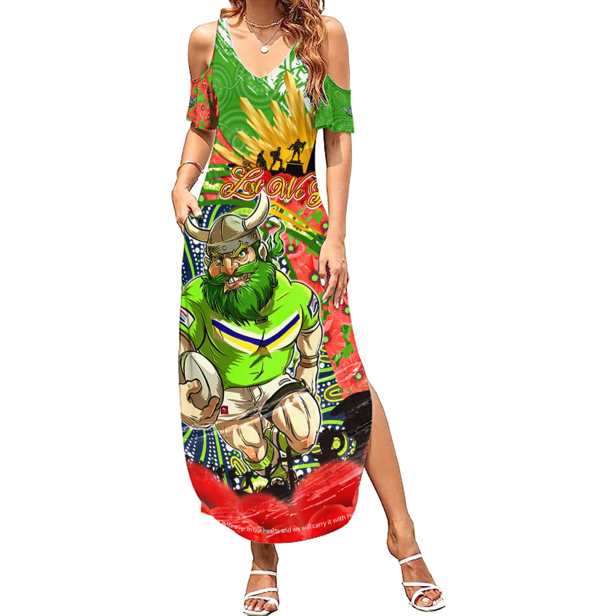 Personalised Mascot Raiders ANZAC Summer Maxi Dress Lest We Forget