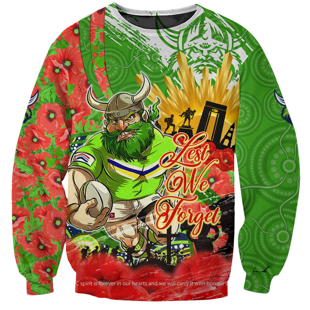 Personalised Mascot Raiders ANZAC Sweatshirt Lest We Forget