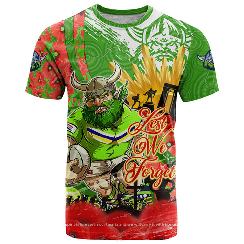 Personalised Mascot Raiders ANZAC T Shirt Lest We Forget