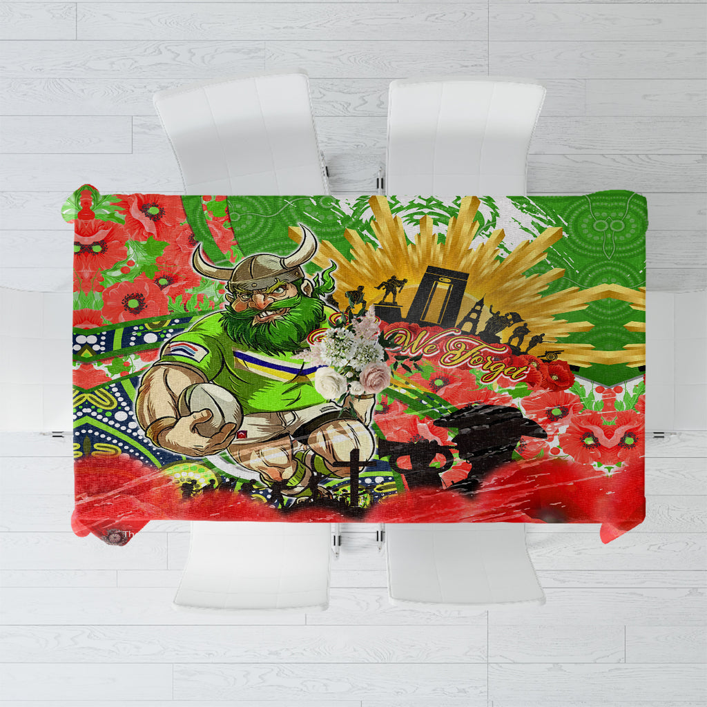 Personalised Mascot Raiders ANZAC Tablecloth Lest We Forget
