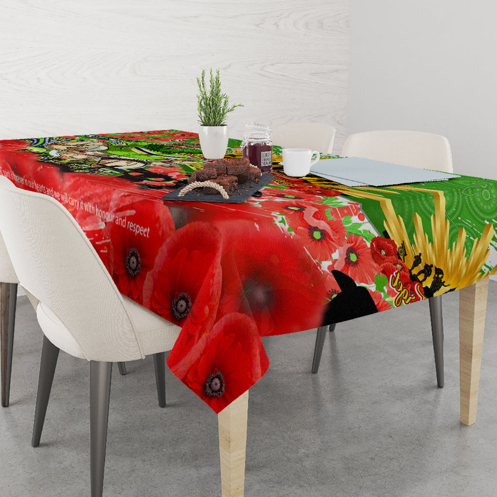 Personalised Mascot Raiders ANZAC Tablecloth Lest We Forget