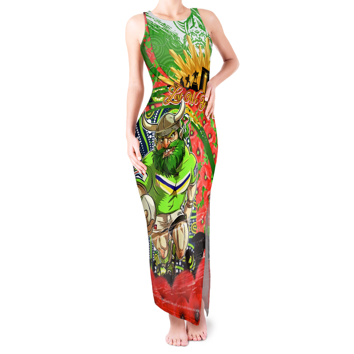 Personalised Mascot Raiders ANZAC Tank Maxi Dress Lest We Forget