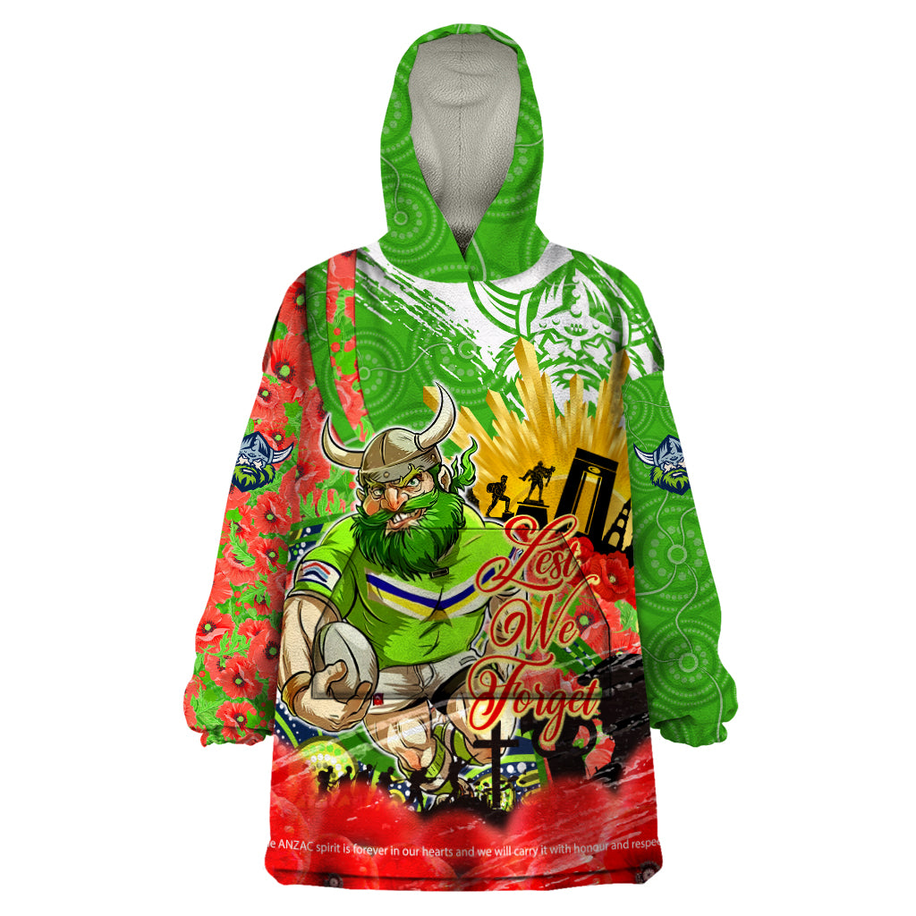 Personalised Mascot Raiders ANZAC Wearable Blanket Hoodie Lest We Forget