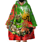 Personalised Mascot Raiders ANZAC Wearable Blanket Hoodie Lest We Forget