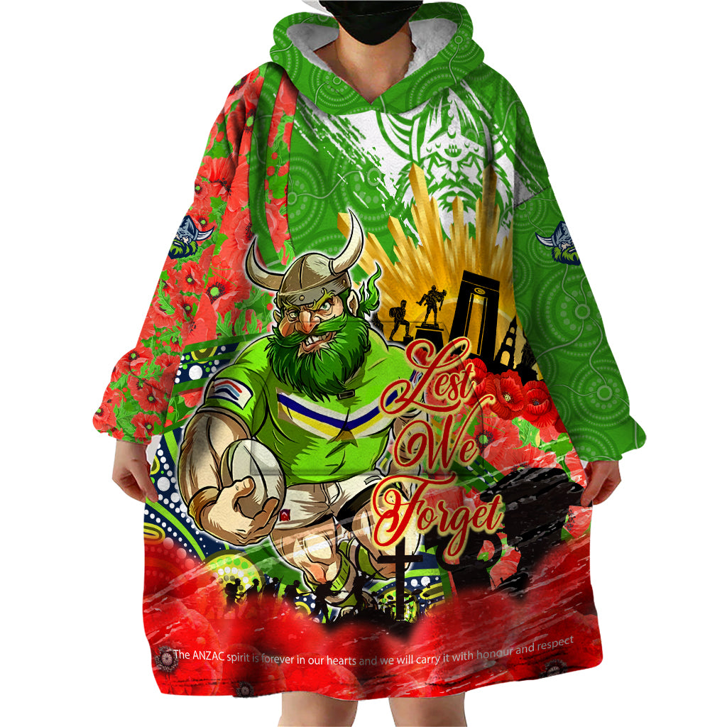 Personalised Mascot Raiders ANZAC Wearable Blanket Hoodie Lest We Forget