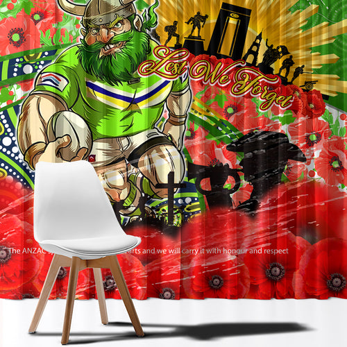 Personalised Mascot Raiders ANZAC Window Curtain Lest We Forget