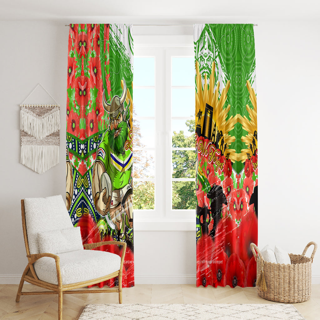 Personalised Mascot Raiders ANZAC Window Curtain Lest We Forget