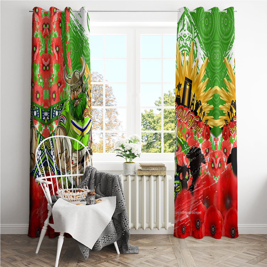 Personalised Mascot Raiders ANZAC Window Curtain Lest We Forget