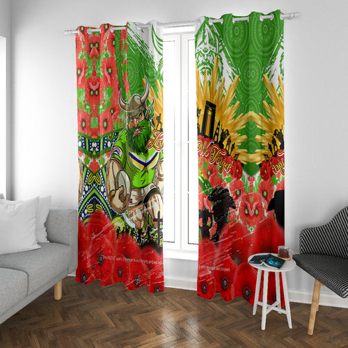 Personalised Mascot Raiders ANZAC Window Curtain Lest We Forget