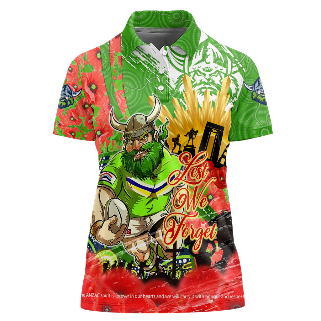 Personalised Mascot Raiders ANZAC Women Polo Shirt Lest We Forget