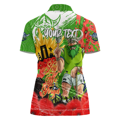 Personalised Mascot Raiders ANZAC Women Polo Shirt Lest We Forget