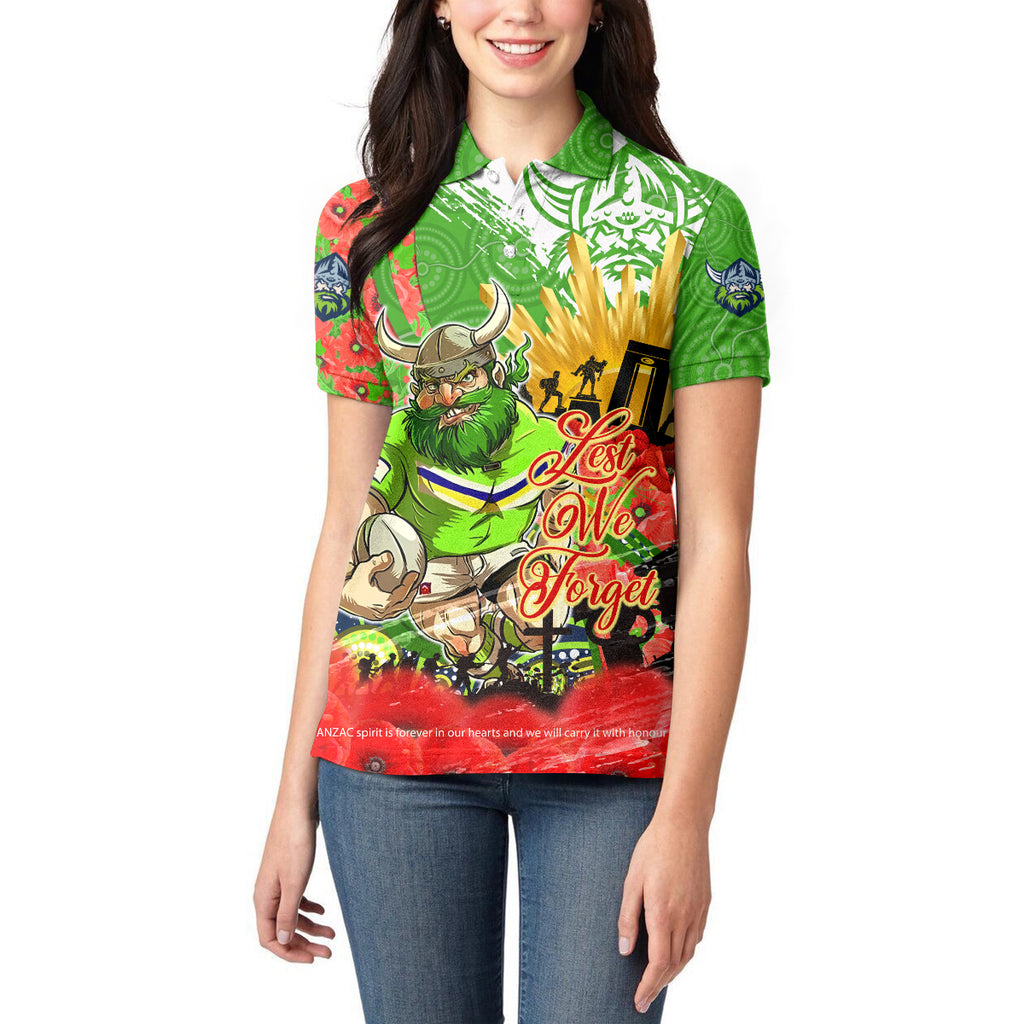 Personalised Mascot Raiders ANZAC Women Polo Shirt Lest We Forget