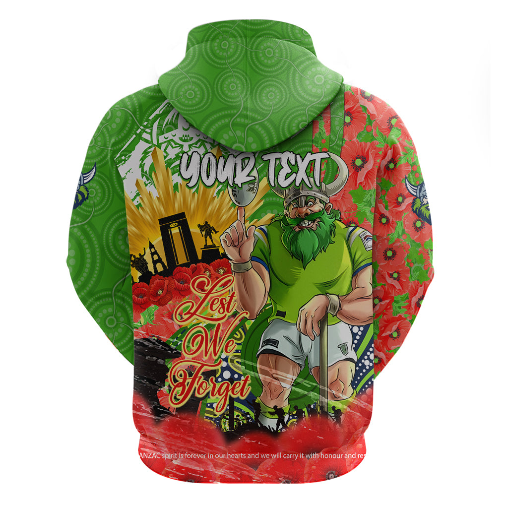 Personalised Mascot Raiders ANZAC Zip Hoodie Lest We Forget