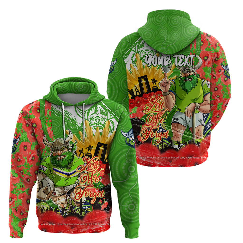Personalised Mascot Raiders ANZAC Zip Hoodie Lest We Forget