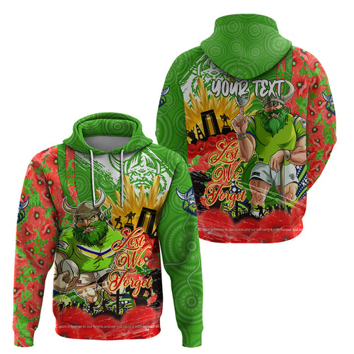 Personalised Mascot Raiders ANZAC Zip Hoodie Lest We Forget