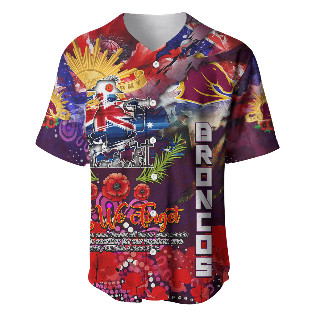 Personalised Australia Rugby Broncos ANZAC Baseball Jersey Brisbane Scratch Style