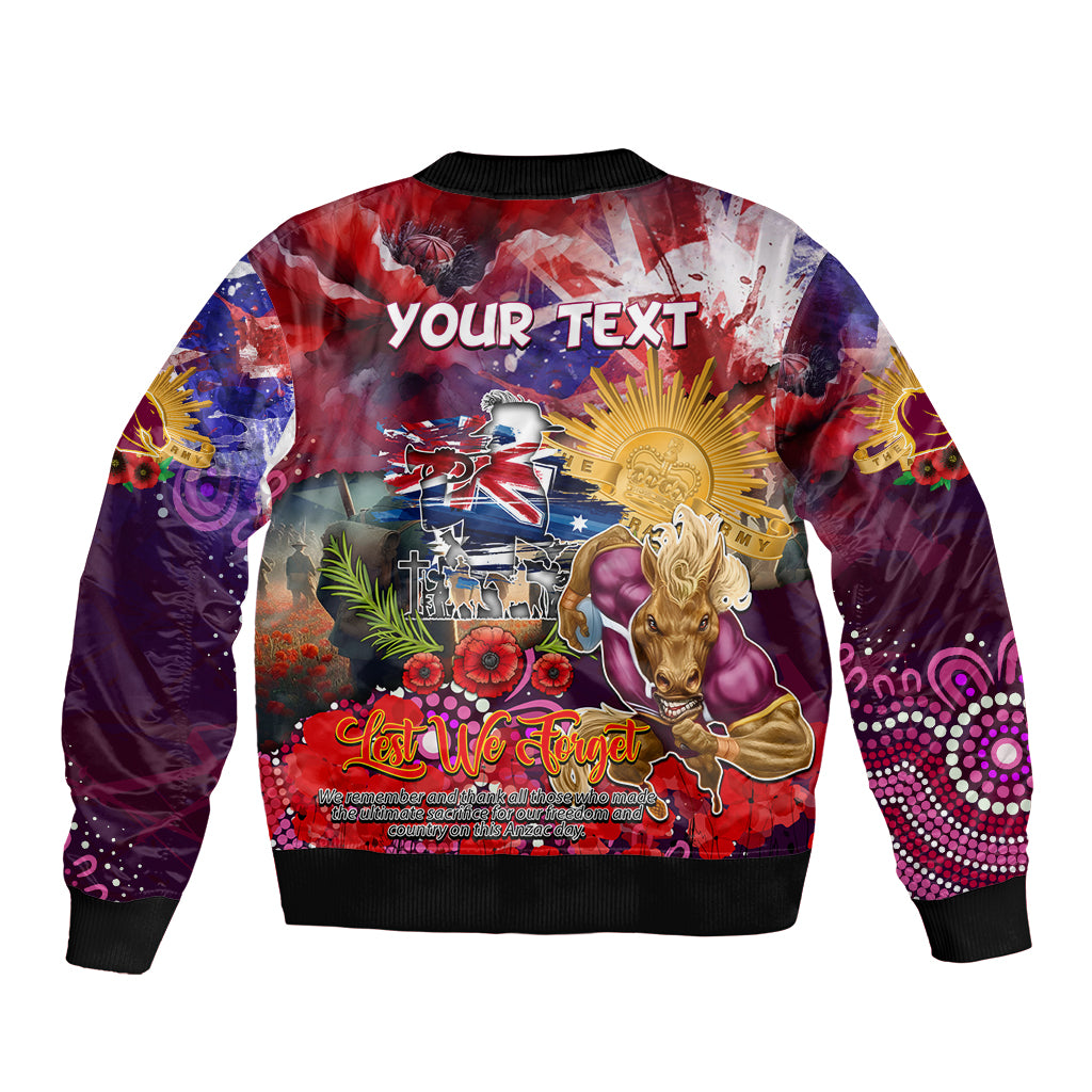 Personalised Australia Rugby Broncos ANZAC Bomber Jacket Brisbane Scratch Style