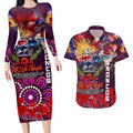 Personalised Australia Rugby Broncos ANZAC Couples Matching Long Sleeve Bodycon Dress and Hawaiian Shirt Brisbane Scratch Style