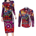 Personalised Australia Rugby Broncos ANZAC Couples Matching Long Sleeve Bodycon Dress and Long Sleeve Button Shirt Brisbane Scratch Style