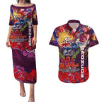 Personalised Australia Rugby Broncos ANZAC Couples Matching Puletasi and Hawaiian Shirt Brisbane Scratch Style