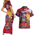 Personalised Australia Rugby Broncos ANZAC Couples Matching Short Sleeve Bodycon Dress and Hawaiian Shirt Brisbane Scratch Style