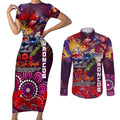 Personalised Australia Rugby Broncos ANZAC Couples Matching Short Sleeve Bodycon Dress and Long Sleeve Button Shirt Brisbane Scratch Style