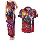 Personalised Australia Rugby Broncos ANZAC Couples Matching Tank Maxi Dress and Hawaiian Shirt Brisbane Scratch Style