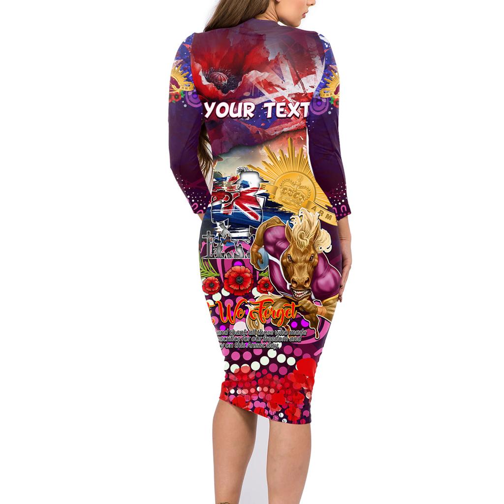 Personalised Australia Rugby Broncos ANZAC Family Matching Long Sleeve Bodycon Dress and Hawaiian Shirt Brisbane Scratch Style