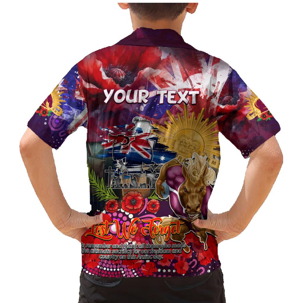 Personalised Australia Rugby Broncos ANZAC Family Matching Mermaid Dress and Hawaiian Shirt Brisbane Scratch Style