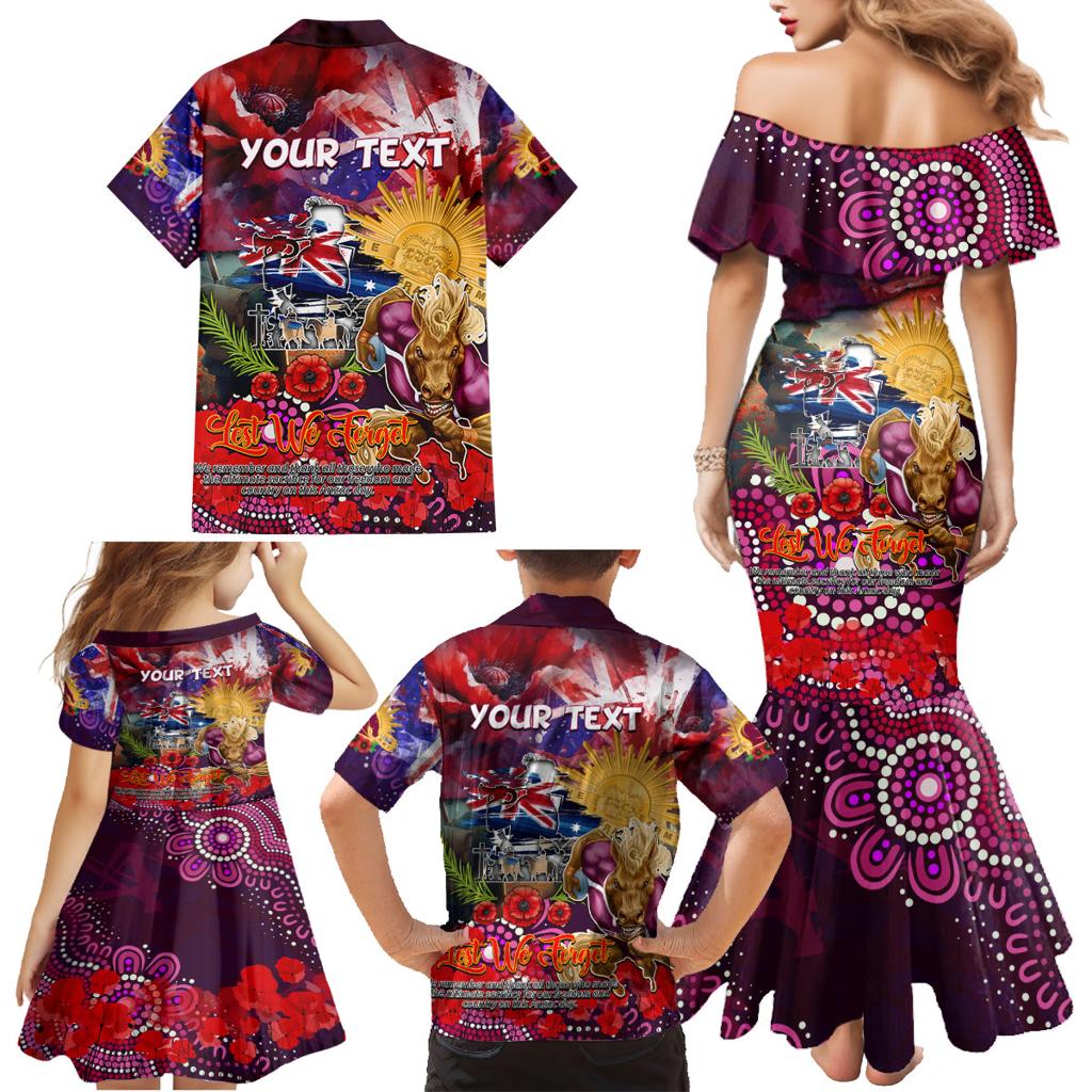 Personalised Australia Rugby Broncos ANZAC Family Matching Mermaid Dress and Hawaiian Shirt Brisbane Scratch Style