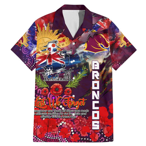 Personalised Australia Rugby Broncos ANZAC Family Matching Mermaid Dress and Hawaiian Shirt Brisbane Scratch Style