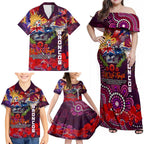 Personalised Australia Rugby Broncos ANZAC Family Matching Off Shoulder Maxi Dress and Hawaiian Shirt Brisbane Scratch Style