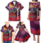 Personalised Australia Rugby Broncos ANZAC Family Matching Puletasi and Hawaiian Shirt Brisbane Scratch Style