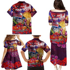 Personalised Australia Rugby Broncos ANZAC Family Matching Puletasi and Hawaiian Shirt Brisbane Scratch Style