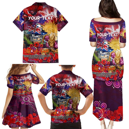 Personalised Australia Rugby Broncos ANZAC Family Matching Puletasi and Hawaiian Shirt Brisbane Scratch Style
