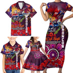 Personalised Australia Rugby Broncos ANZAC Family Matching Short Sleeve Bodycon Dress and Hawaiian Shirt Brisbane Scratch Style