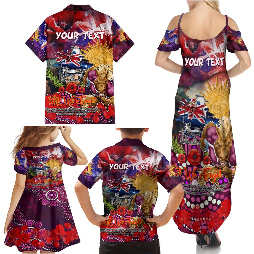 Personalised Australia Rugby Broncos ANZAC Family Matching Summer Maxi Dress and Hawaiian Shirt Brisbane Scratch Style